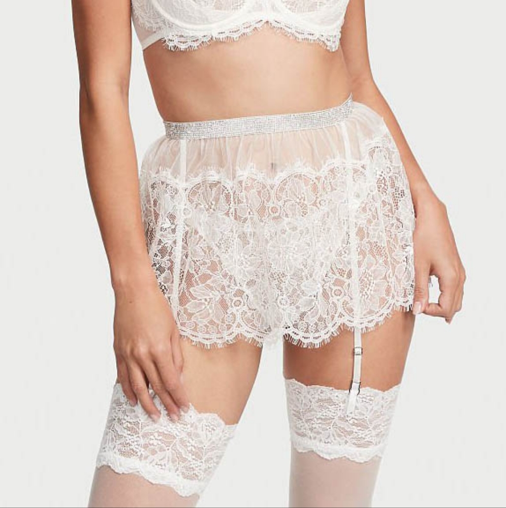 RED Shine Rhinestone Garter Belt Skirt | Victoria's Secret - Picture 4 of 5